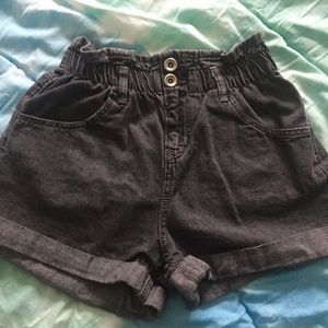 Black paper bag shorts